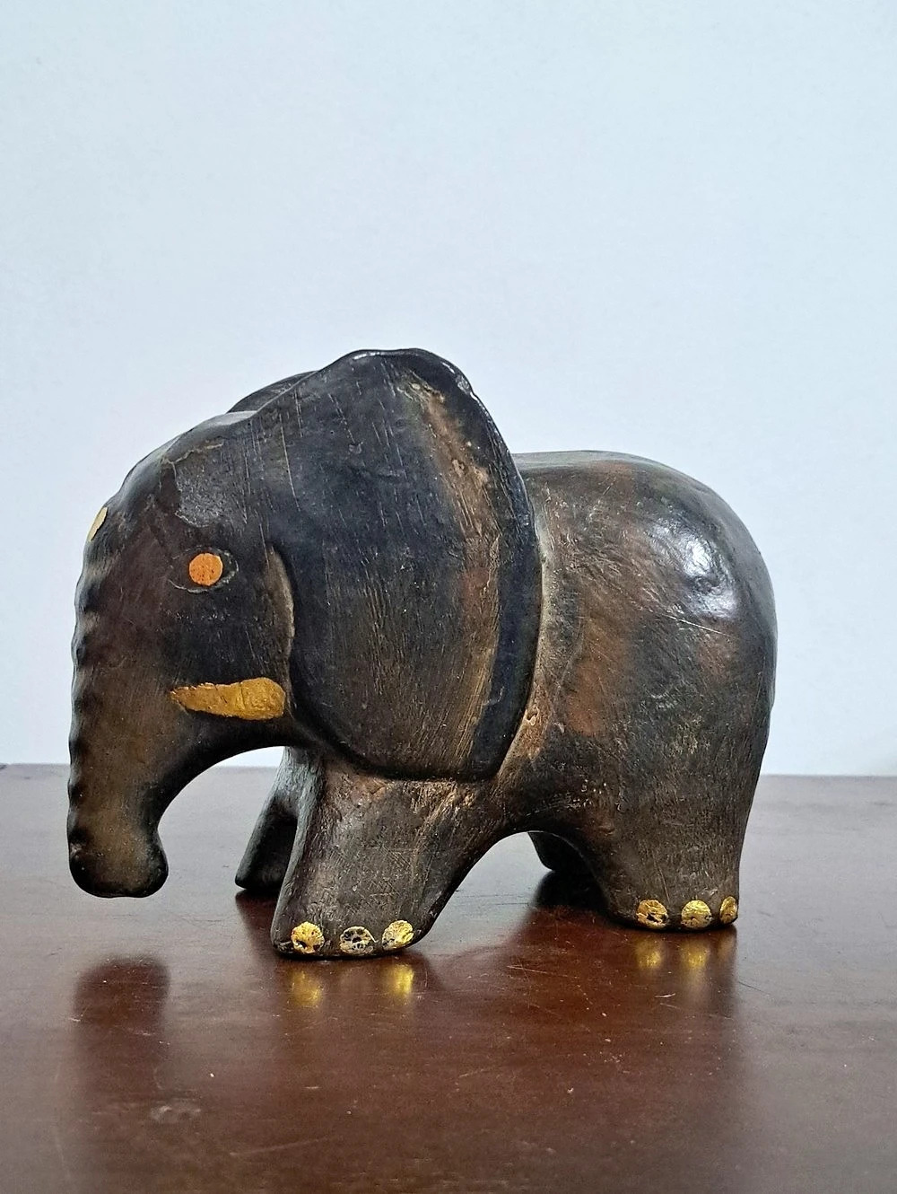 Handcrafted Wooden Elephant Sculpture Black & Brown